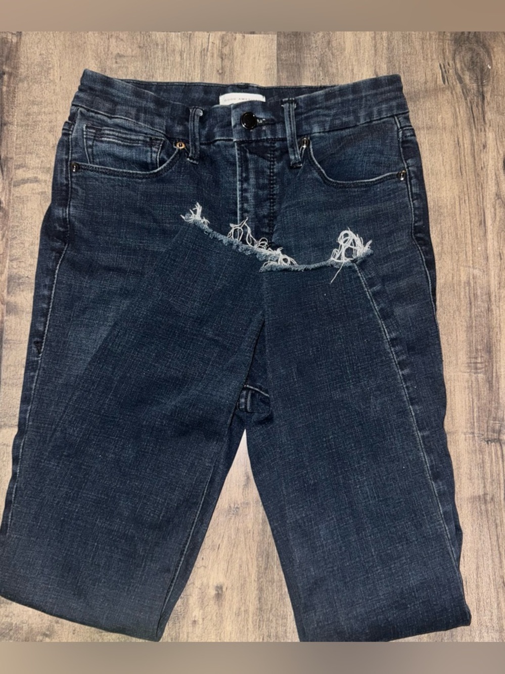 Good American Good Waist Crop Destroyed Skinny Sz 6/28 Distressed Raw Hem - Picture 3 of 7